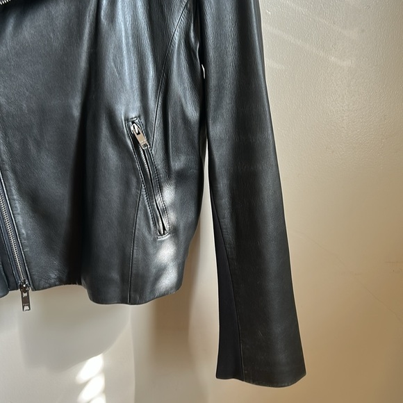 DKNY Black Leather Moto Jacket - Picture 5 of 9